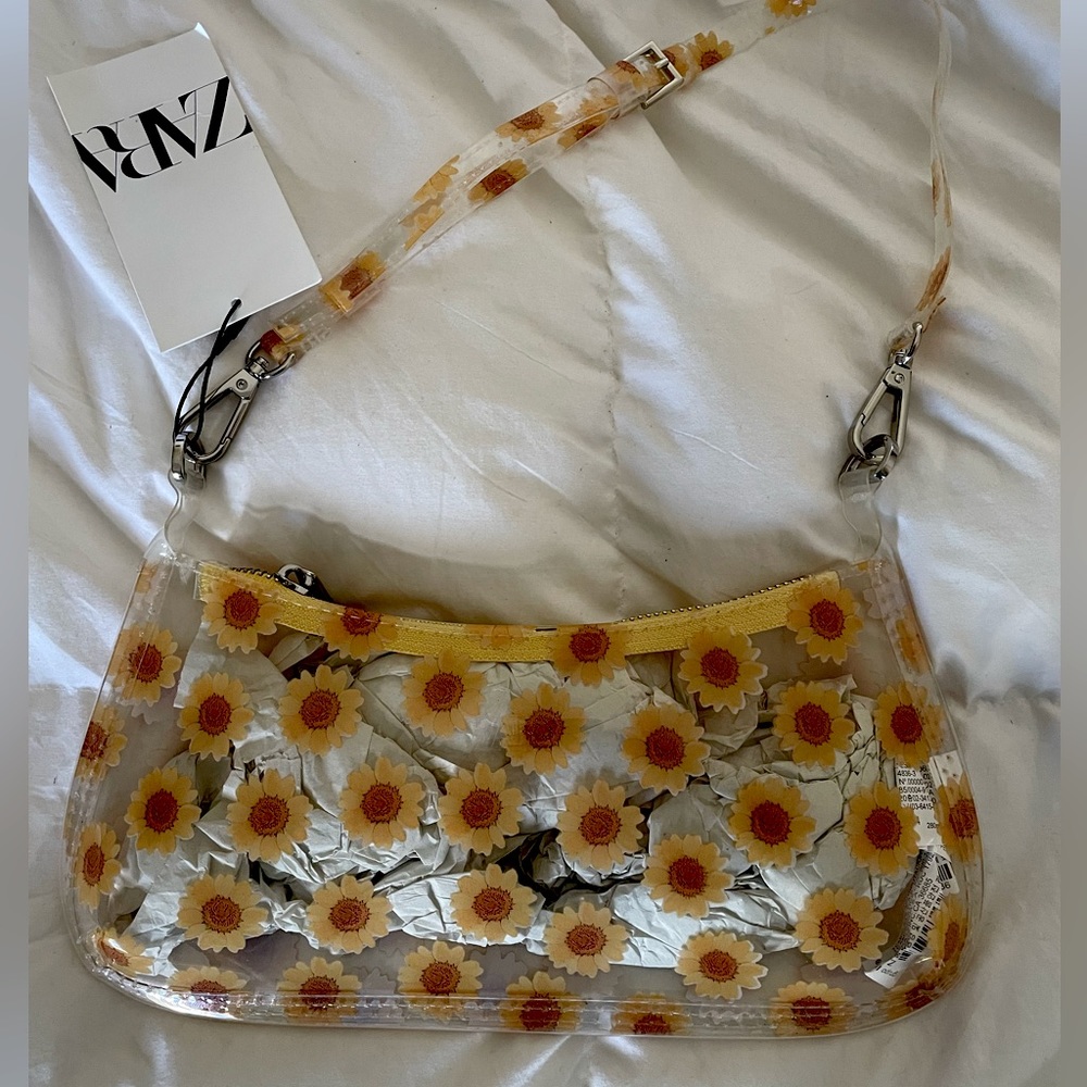 Zara clear vinyl sunflower purse